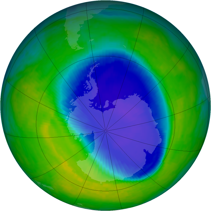 Antarctic ozone map for 15 November 1993